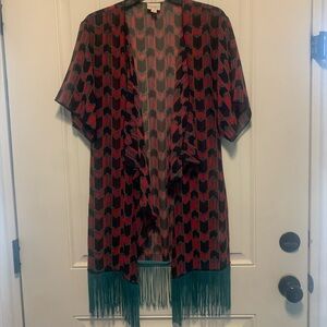 LuLaRoe Black and Pink Patterned Cardigan